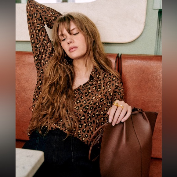 Sezane Max Shirt Leo print size 42 XL - Picture 3 of 5